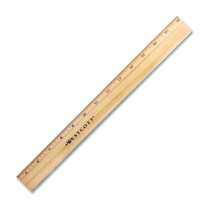 Wood Ruler, Scaled 1/16ths, Brass Edge, 18"L, Natural by Westcott