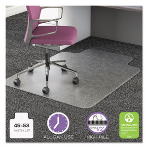 Deflecto Corporation CM16233 UltraMat All Day Use Chair Mat for High Pile Carpet, Beveled, 45x53 w/Lip, Clear by DEFLECTO CORPORATION