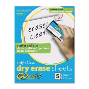 PACON CORPORATION AS8511 Dry-Erase Sheets, Adhesive, 8-1/2"x11", 5SH/PK, White by Pacon