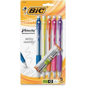 BIC MV7P51BK Mechanical Pencil,Refillable,Rubbergrip,.7mm,5/PK,Assorted by BIC