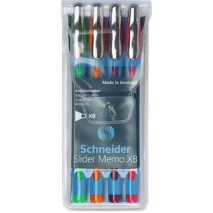 Schneider Schreibgerate GmbH & Co. KG 150295 Ballpoint Pen, Rubber Grip, 1.0mm, 4/PK, Ast by Slider