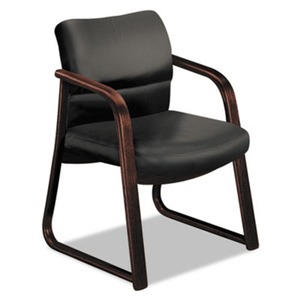 HON COMPANY 2903NEE11 2900 Series Guest Chair w/Wood Arms, Black Vinyl/Mahogany Finish by HON COMPANY