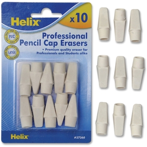 Helix 37360 Pencil Cap Erasers, Professional, 10/PK, White by Helix