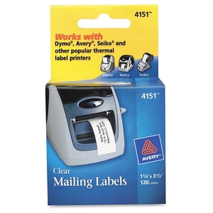 Tops Products 4151 Multi-purpose Labels, 3-1/2"x1-1/8", 120/Roll,1 RL/BX, Clear by Avery