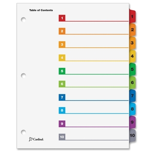 Tops Products 61018CB One Step Index System, Numbered 1-10, 10 Tabs, Multicolor by Cardinal