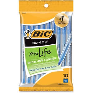 BIC GSMP101BE Round Stic Ballpoint Pen,Med. Point,10/PK,Blue Ink by BIC