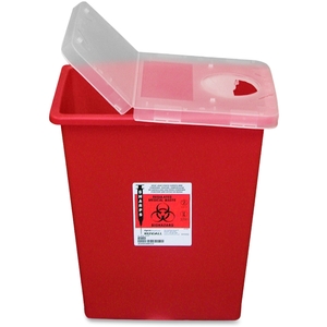 Biohazard Sharps Container W/Hinged Lid/Rotor, 8 Gal., Red by Covidien
