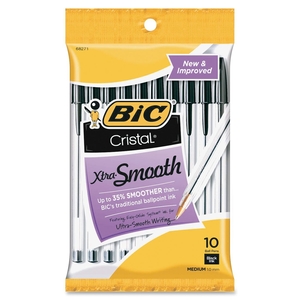 BIC MSP101BK Stic Ballpoint Pen, Medium Point, 10/PK Black/Clear Barrel by BIC