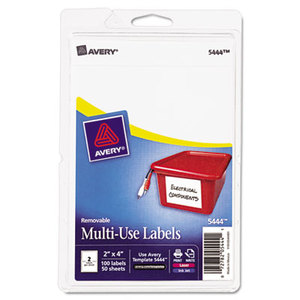 Avery 05444 Removable Multi-Use Labels, 2 x 4, White, 100/Pack by AVERY-DENNISON