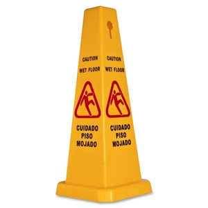 Genuine Joe 58880 Caution Safety Cone, 4-Sided, 10"x10"x24", Yellow by Genuine Joe