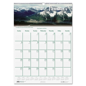 Wall Calendar, "Nature Scenes", 12 Mon. Jan-Dec, 12"x16-1/2" by House of Doolittle
