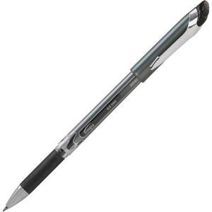 Gel Stick Pen, Rubber Grip, .5mm, Chrome Clip, 1DZ, BK Ink by Integra