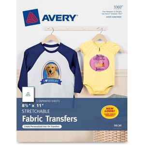 Avery 3302 Light Fabric Transfers, Iron-On, 8-1/2"x11", 5/PK by Avery