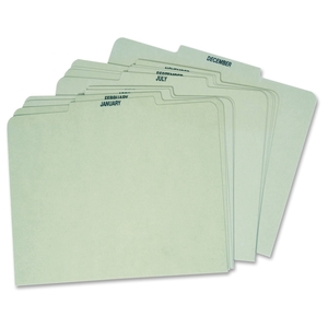 Tops Products 12PX91 Monthly Guide Sets, 25pt, 1/3 Cut, Ltr, Center, 10/ST, Green by Globe-Weis