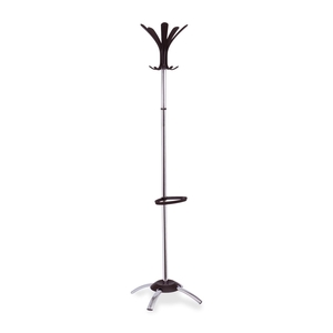 Alba, Inc PMCLEO Coat Stand, 10 Coat Pegs/4 Umbrella Holder, 68"H, Chrome by Alba