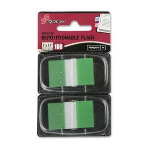 National Industries For the Blind 7510013152020 Self Stick Flags, Repositionable,100/PK,1"x1-3/4",Green by SKILCRAFT