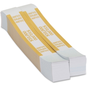 Currency Strap, 10,000 Dollars, 20/Bx, Yellow/Kraft by Coin-Tainer
