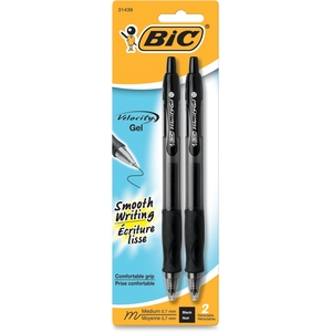 BIC RLCP21-BK Gel Pen, Retractable, .7mm Point, 2/PK, Black by BIC