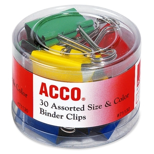 ACCO Brands Corporation A7071130 Binder Clips, Soft Tub, Assorted Sizes, 30/PK, AST by Acco