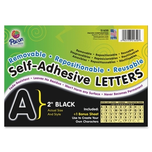 PACON CORPORATION 51650 Self-Adhesive Letters, 2", 159 Characters, Black by Pacon