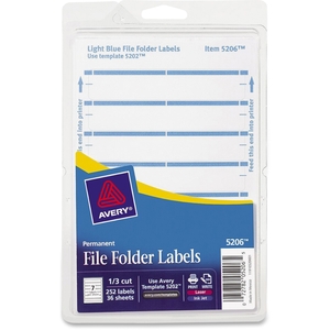 Avery FF3LB Permanent Filing Labels, 11/16"x3-7/16", 252/PK, Light Blue by Avery