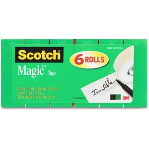 3M 810S62B Invisible Tape, 3/4"X800', 4/Pk, Green by Scotch