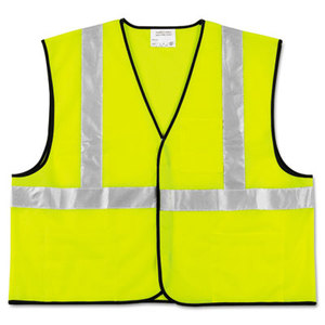 MCR Safety 611-VCL2SLXL Class 2 Safety Vest, Fluorescent Lime w/Silver Stripe, Polyester, XL by MCR SAFETY