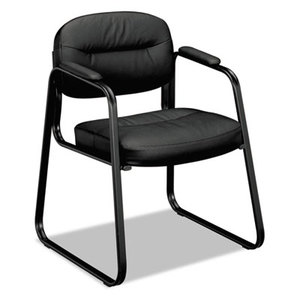 BASYX BSXVL653SB11 VL653 Series Guest Side Chair, Black SofThread Leather/Black Frame by BASYX