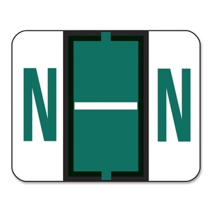 Color Code Labels, "N", 1"x1-1/4", 500/RL, Dark Green by Smead