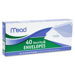 Security Envelopes, No. 10, 40/PK, White by Mead