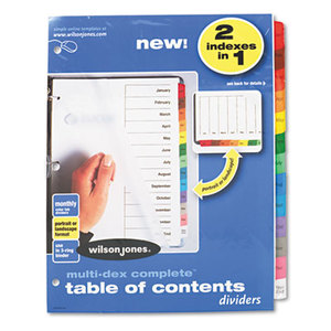 ACCO Brands Corporation W90303B Multi-Dex Index, Assorted Color 12 Month Tabs, Letter, 12/Set by WILSON JONES CO.