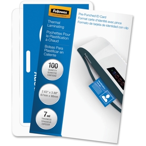 Fellowes, Inc 52050 Laminating Pouches,ID Tag,7Mil,2-5/8"x3-3/8",100/PK,CL by Fellowes