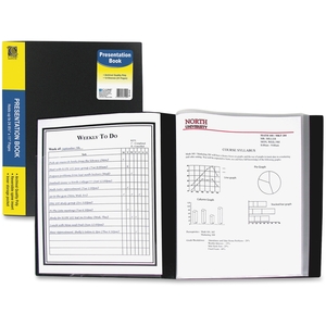 Business Source 33120 Presentation Book ,w/Sheet Protector,12 Pockets,Ltr,Black by C-Line