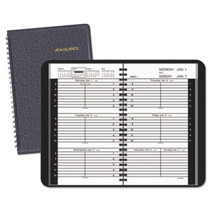 AT-A-GLANCE 70-075-05 Weekly Appointment Book Ruled for Hourly Appointments, 4 7/8 x 8, Black, 2016 by AT-A-GLANCE