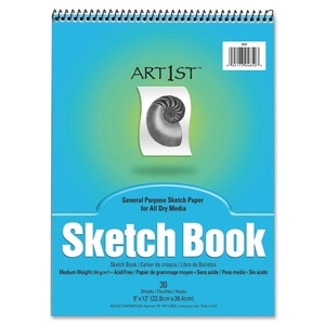 PACON CORPORATION 4850 Sketch Book, Acid-free, Medium Weight, 9"x12", 30 Sheets by Art1st