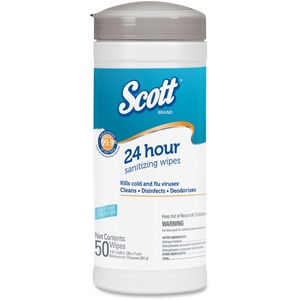 Kimberly-Clark Corporation 41524 Sanitizing Wipes, 24 Hrs, Scott, 50 Wipes, White by Scott