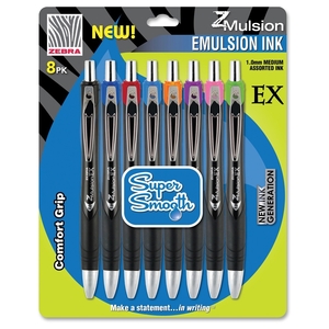 Seventh Generation, Inc 34208 Z-Mulsion Pens, Comfort Grip, 1.0mm, Med, 8/PK, Ast by Zebra Pen