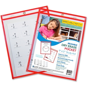 Dry Erase Pocket, Reusable, 9"x12", 30/BX, Red by C-Line