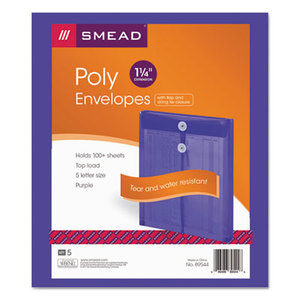 SMEAD MANUFACTURING COMPANY 89544 Poly String & Button Envelope, 9 3/4 x 11 5/8 x 1 1/4, Purple, 5/Pack by SMEAD MANUFACTURING CO.