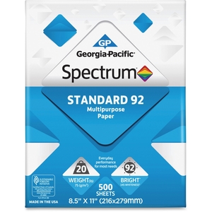 Georgia Pacific Corp. 999705PL Spectrum Paper, Ltr, 92Ge, 8-1/2"X11", 500Shts, 40Ct/Pl, We by Spectrum