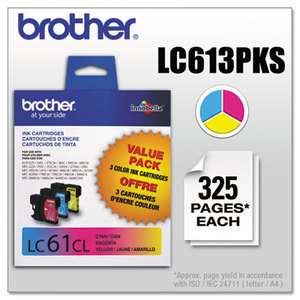 Brother Industries, Ltd LC613PKS LC613PKS (LC-61) Innobella Ink, 325 Page-Yield, 3/Pack, Cyan; Magenta; Yellow by BROTHER INTL. CORP.