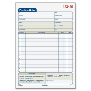 Tops Products TC5831 Purchase Order Form, 3-Part, 5-9/16"x8-7/16" by Adams