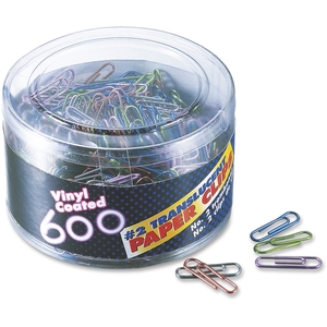 OFFICEMATE INTERNATIONAL CORP. 97211 Translucent Paper Clips,Vinyl,Small,600/Tub, BE/PE/GN/RD/SR by OIC