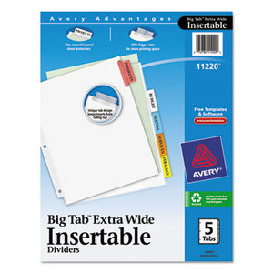 Avery 11220 Insertable Big Tab Dividers, 5-Tab, 11 1/8 x 9 1/4 by AVERY-DENNISON