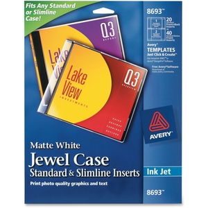 Avery 8693 CD/DVD Case Inserts,Ink Jet,20Front/Back Inserts,Matte White by Avery