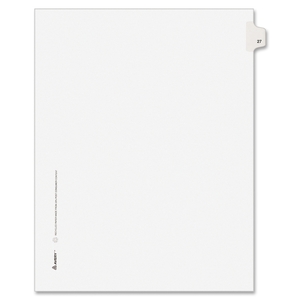 Avery LG27LTS Numeric Divider, "27", Side Tab, 11"x8-1/2", 25/PK, White by Avery
