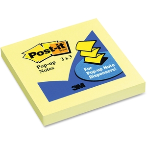 Original Pop-up Notes, 100 Sheets/Pad, 3"x3", 12PD/PK,YW by Post-it