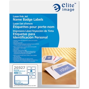 Elite Image 26927 Name Badge Labels,Laser/Inkjet,3-3/8"x2-1/3",400/BX,BE Brdr by Elite Image