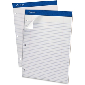 Tops Products 20346 Dble Sheet Writing Pad, 3-Hole, Narrow Rule, 8-1/2"x11", WE by Ampad