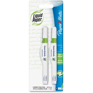 Correction Pen, Retractable, Fine Point, 1.3ml, 2/Pk, White by PaperMate
